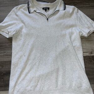 Express Light Gray Polo Shirt with Black Trim